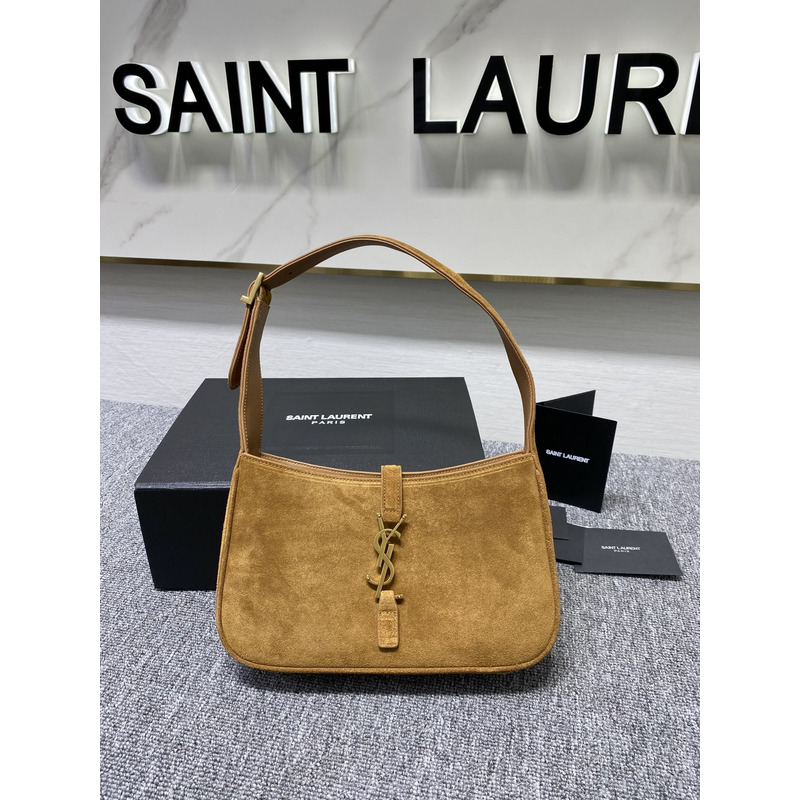 Saint Laurent Le 5 à 7 suede Calf Leather Shoulder Bag Antique Gold