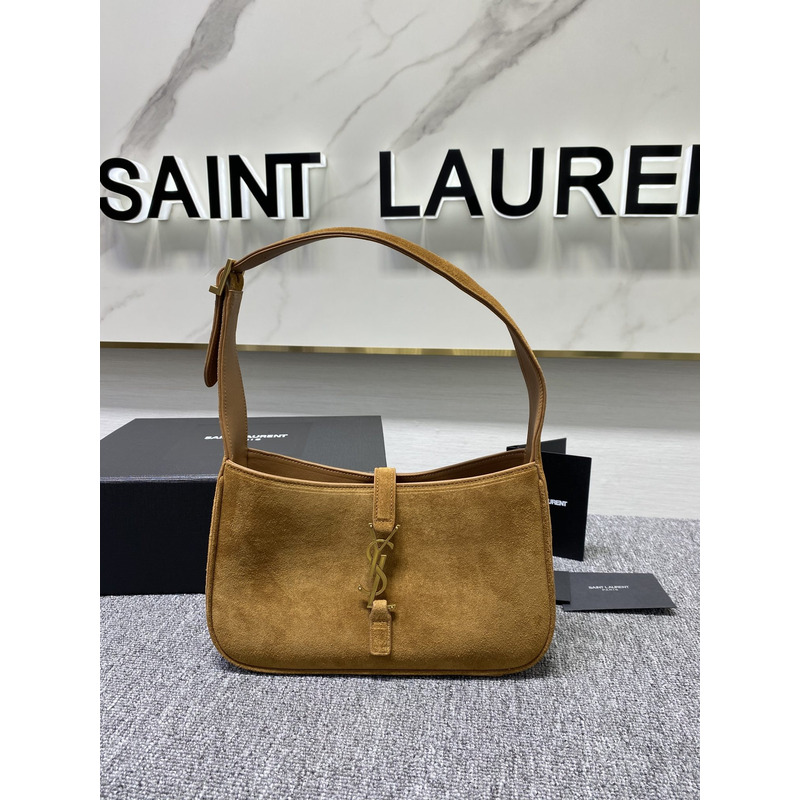 Saint Laurent Le 5 à 7 suede Calf Leather Shoulder Bag Antique Gold