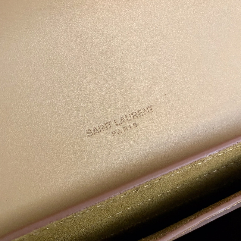 Saint Laurent Canvas Paneled Kaia Saddle Bag Brown