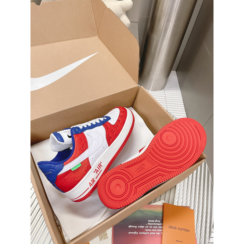 l**is V*t*n x off-white x nike air force 1 low red and blue