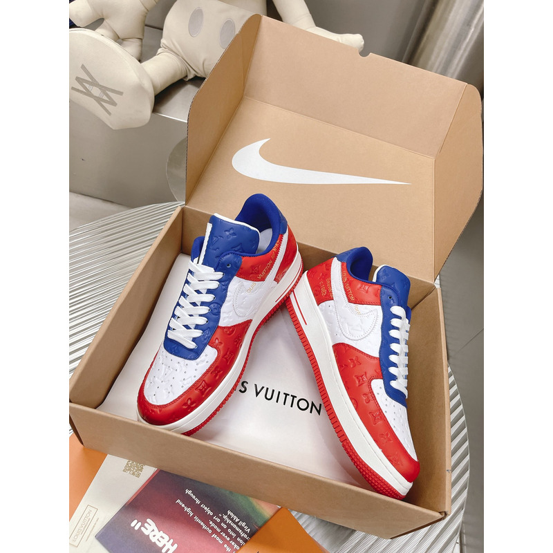 l**is V*t*n x off-white x nike air force 1 low red and blue