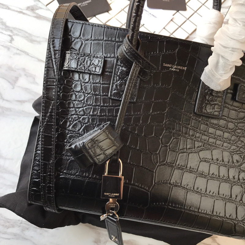 Saint Laurent New Sac de jour Large Crocodile Organ Bag Collection Tote Black