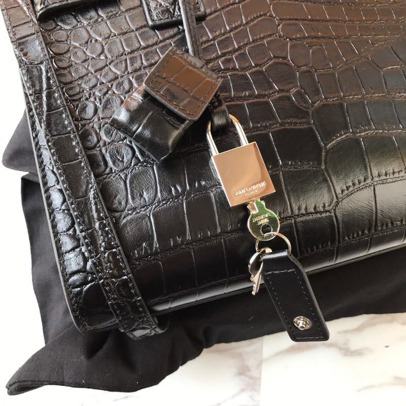 Saint Laurent New Sac de jour Large Crocodile Organ Bag Collection Tote Black