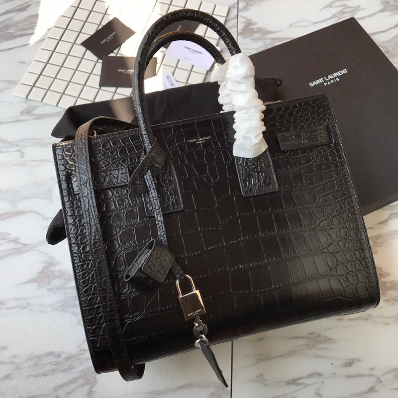 Saint Laurent New Sac de jour Large Crocodile Organ Bag Collection Tote Black