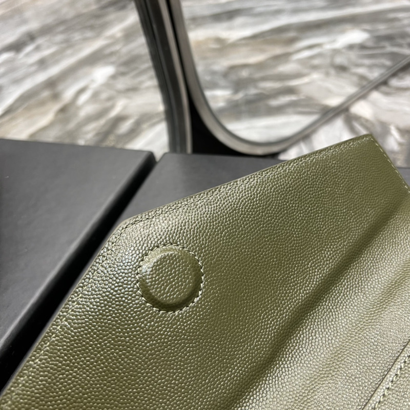 Saint Laurent Uptown Pouch In Grain De Poudre Embosses Leather Olive Green