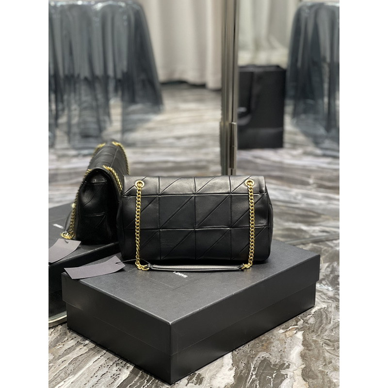 Saint Laurent Jamie Medium Chain Bag "Carrw Rive Gauche" In Lambskin Black