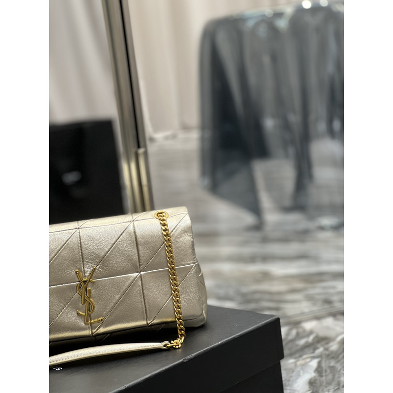 Saint Laurent Jamie Medium Chain Bag "Carrw Rive Gauche" In Lambskin Gold