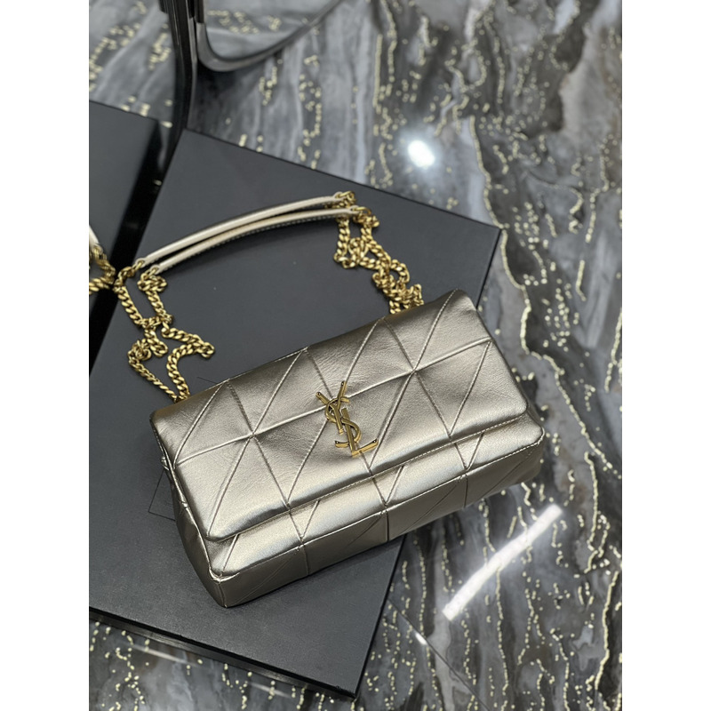 Saint Laurent Jamie Medium Chain Bag "Carrw Rive Gauche" In Lambskin Gold