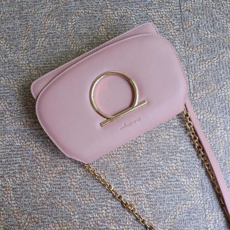 Ferragamo Calfskin Vela Mini Crossbody Bag Antique Rose