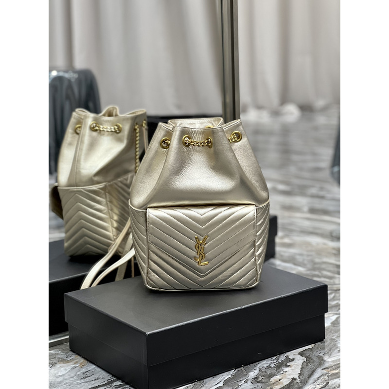 Saint Laurent Joe Backpack In Lambskin Gold