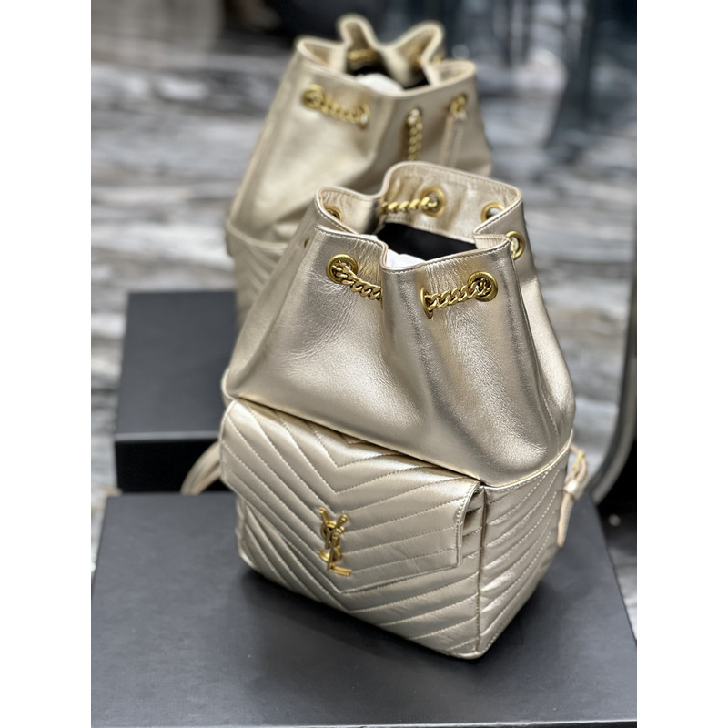 Saint Laurent Joe Backpack In Lambskin Gold