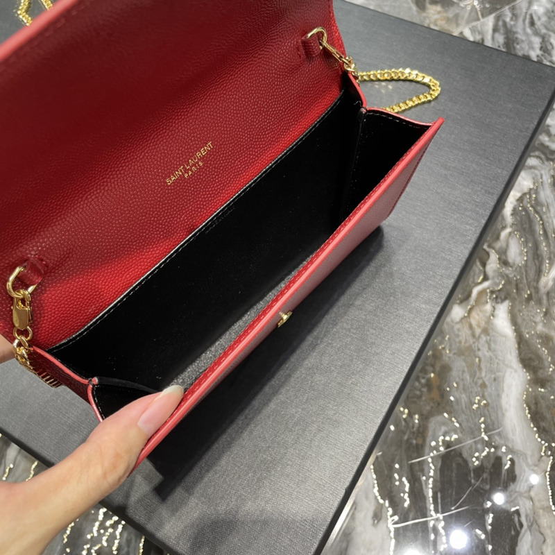 Saint Laurent Uptown Chain Wallet Red