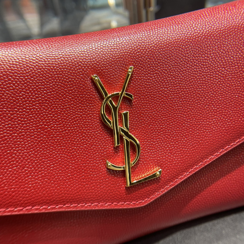 Saint Laurent Uptown Chain Wallet Red