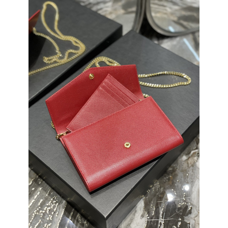 Saint Laurent Uptown Chain Wallet Red