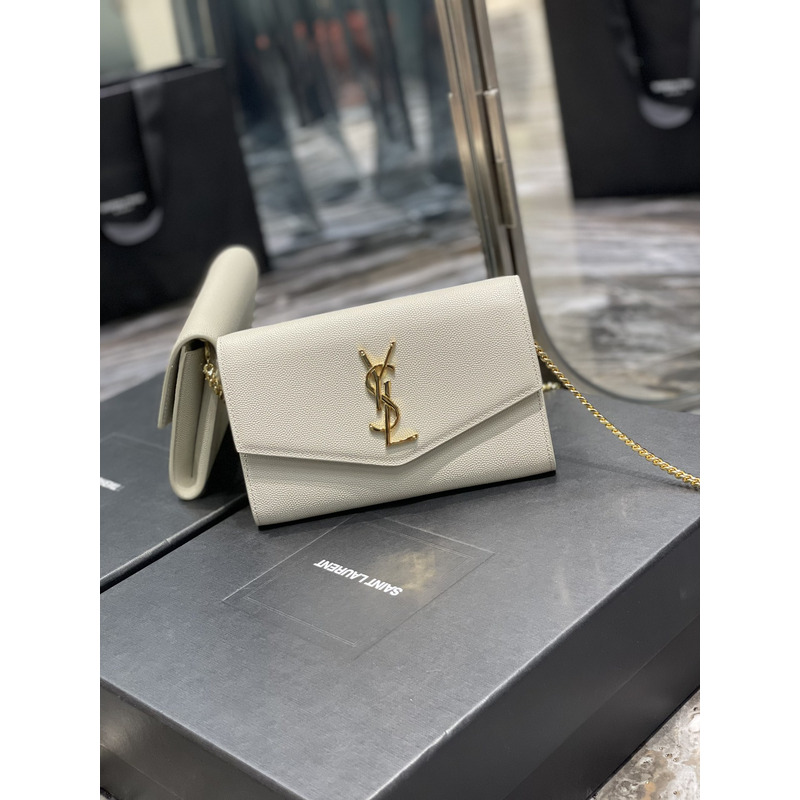 Saint Laurent Uptown Chain Wallet White