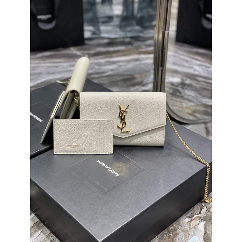 Saint Laurent Uptown Chain Wallet White