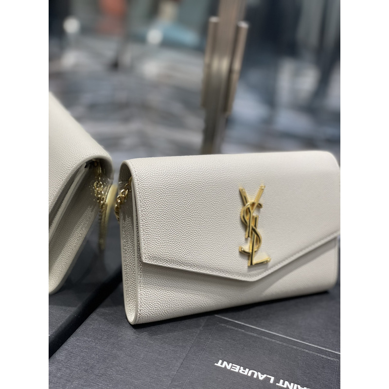 Saint Laurent Uptown Chain Wallet White