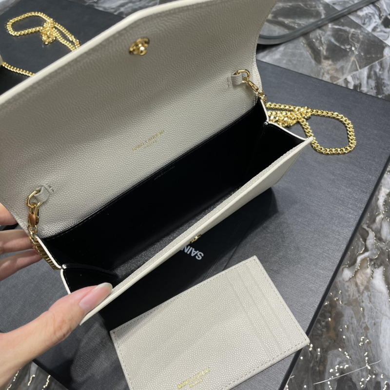 Saint Laurent Uptown Chain Wallet White