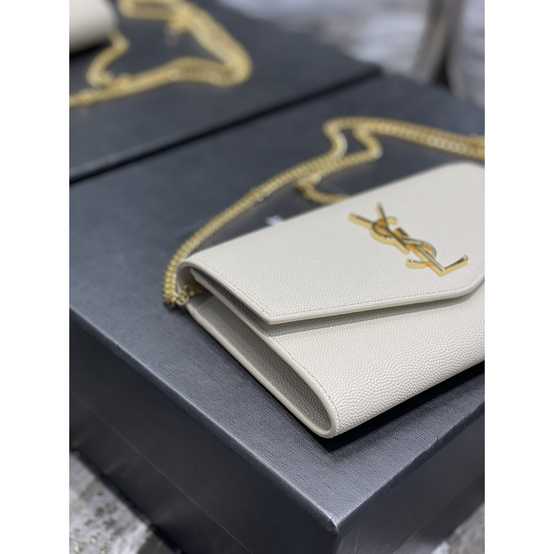 Saint Laurent Uptown Chain Wallet White