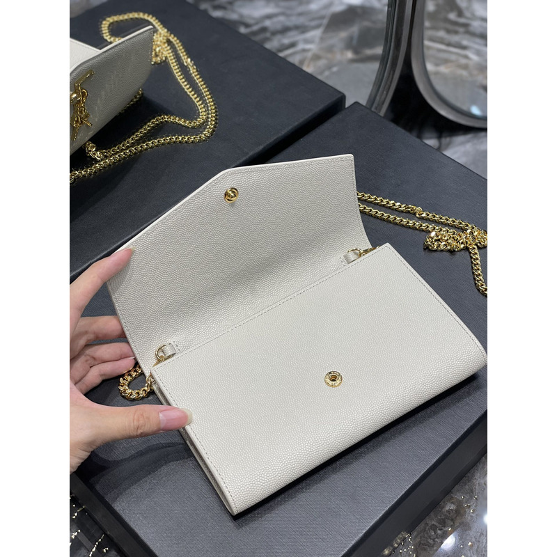 Saint Laurent Uptown Chain Wallet White