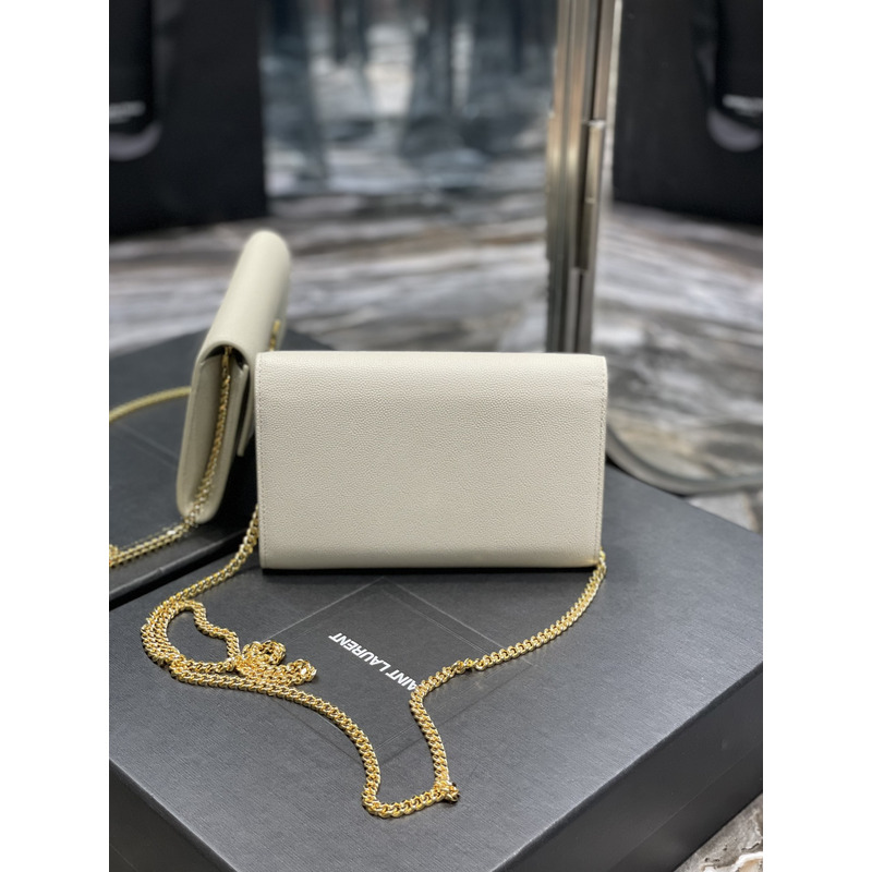 Saint Laurent Uptown Chain Wallet White