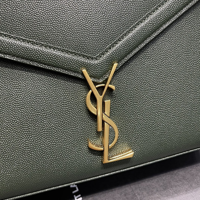 Saint Laurent Cassandra Medium Top Handle Bag In Grain De Poudre Emnossed Leather Paris Green