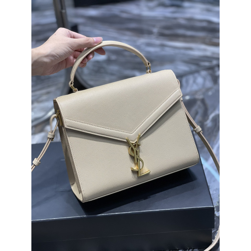 Saint Laurent Medium Cassandra Leather Top Handle Bag Blanc Vintage