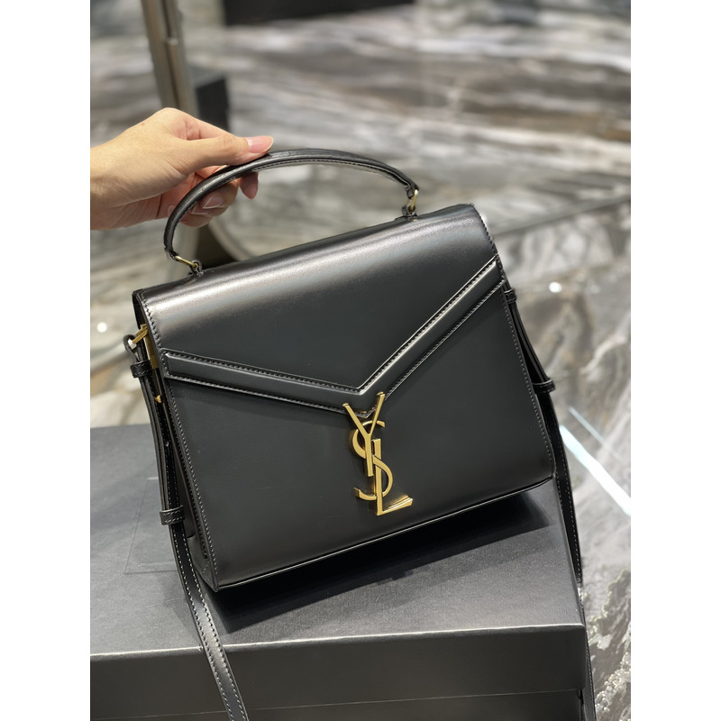 Saint Laurent Medium Cassandra Leather Top Handle Bag Black