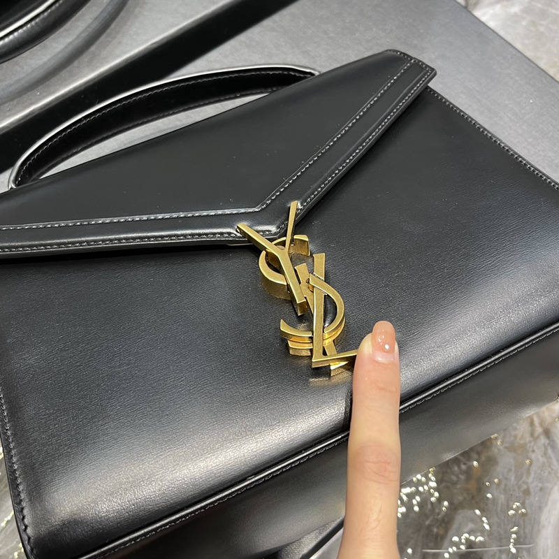 Saint Laurent Medium Cassandra Leather Top Handle Bag Black