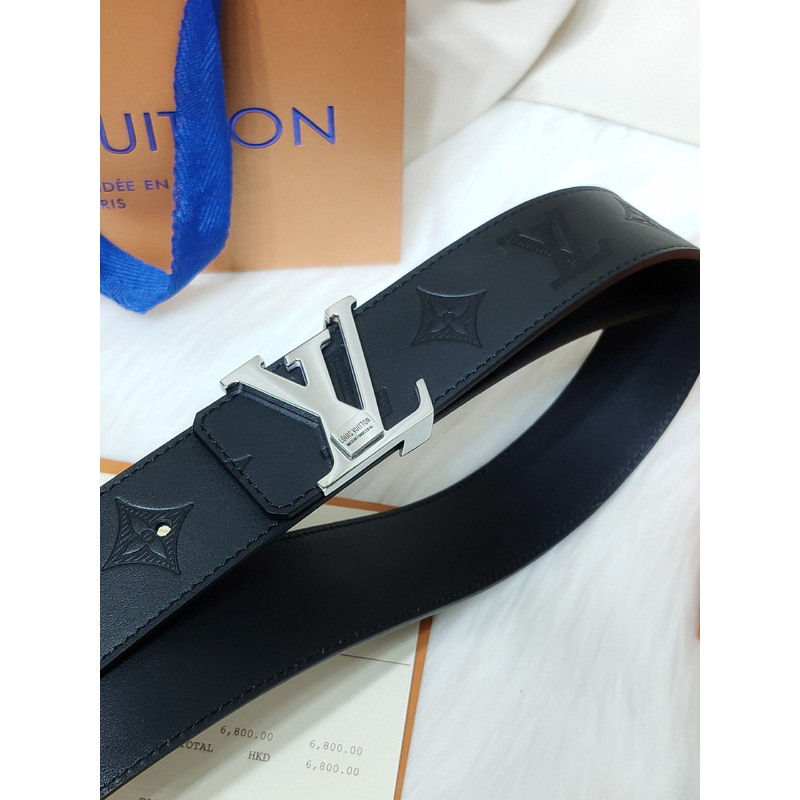 l**is V*t*n silver lv lock leather belt black