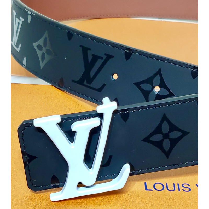 l**is V*t*n white lv lock leather belt black