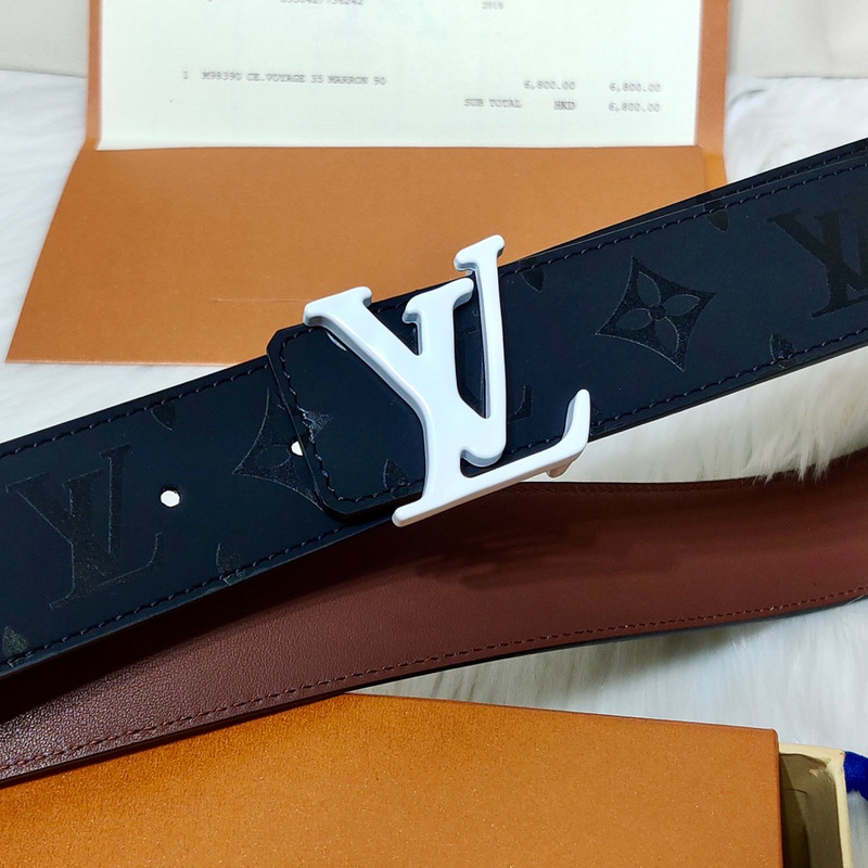 l**is V*t*n white lv lock leather belt black