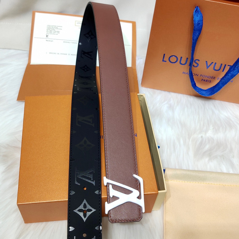 l**is V*t*n white lv lock leather belt black