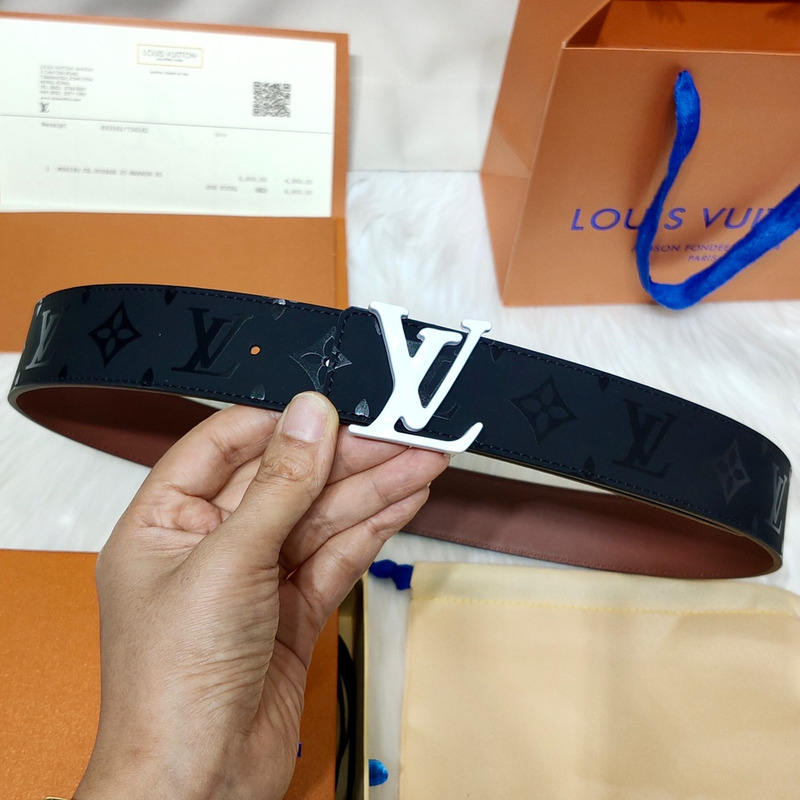 l**is V*t*n white lv lock leather belt black