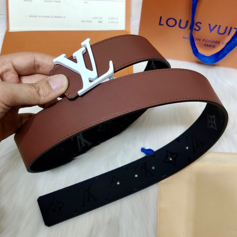 l**is V*t*n white lv lock leather belt black