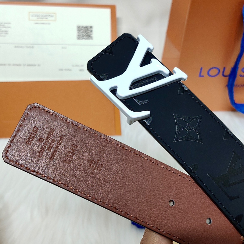 l**is V*t*n white lv lock leather belt black