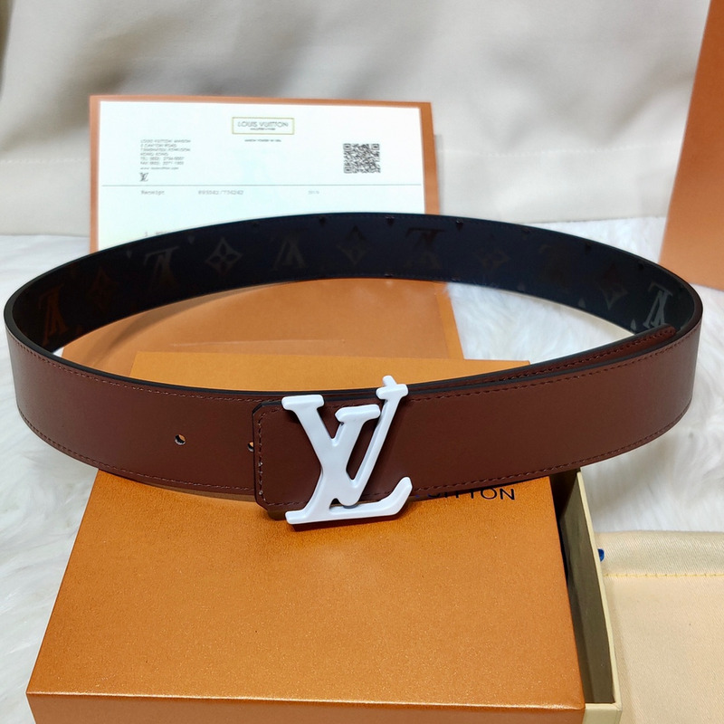 l**is V*t*n white lv lock leather belt black