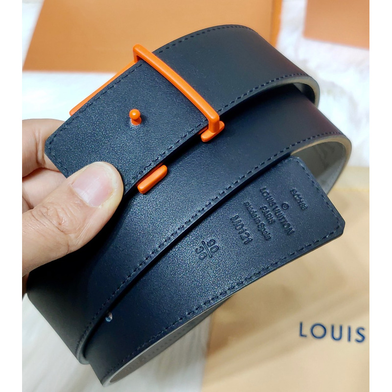 l**is V*t*n orange lv lock leather belt grey