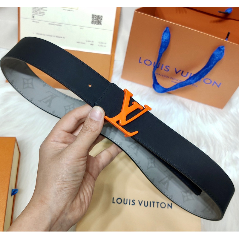 l**is V*t*n orange lv lock leather belt grey