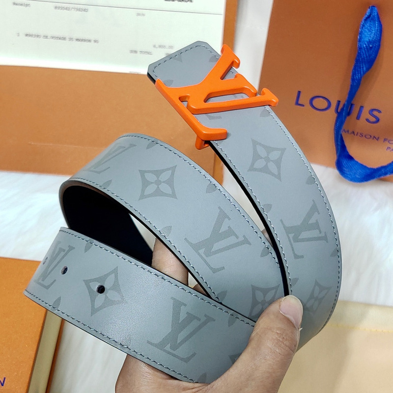 l**is V*t*n orange lv lock leather belt grey