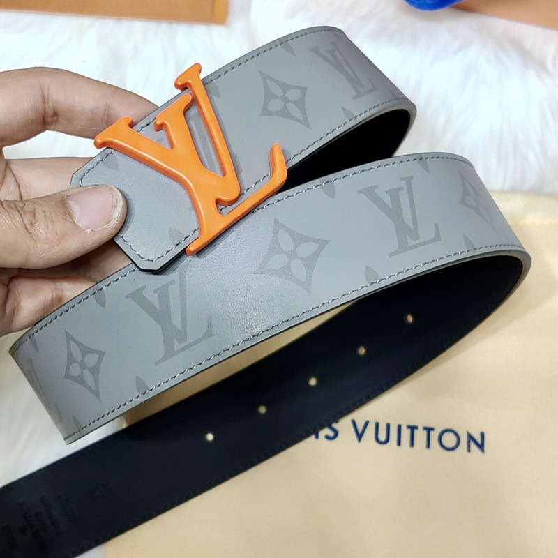 l**is V*t*n orange lv lock leather belt grey