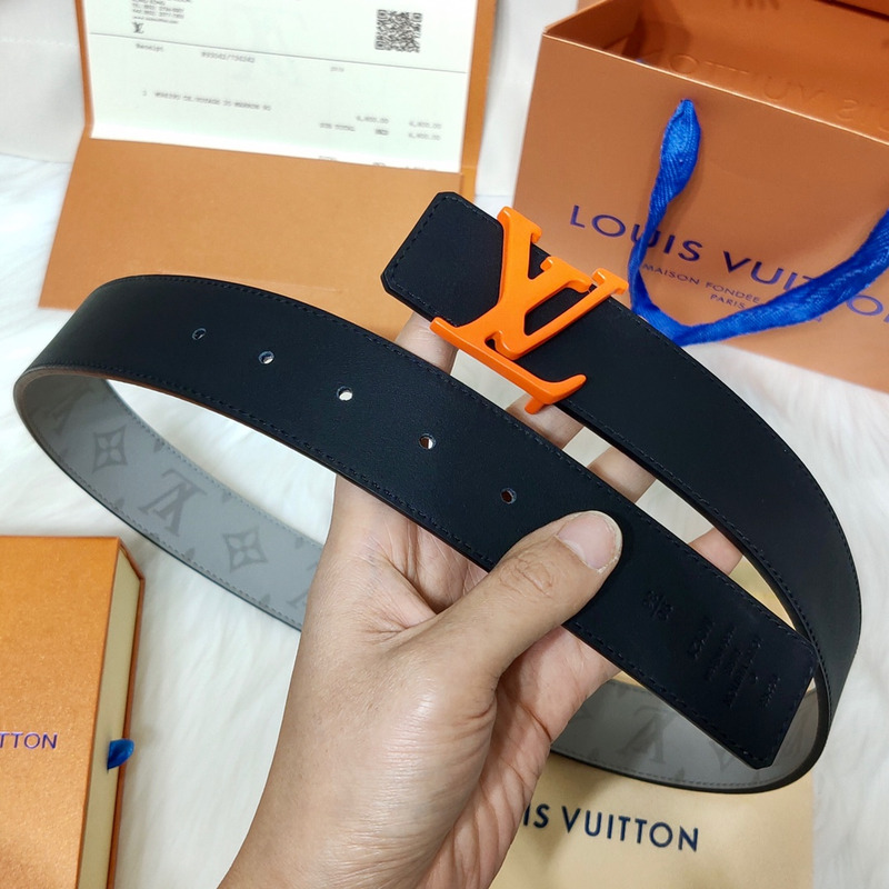 l**is V*t*n orange lv lock leather belt grey