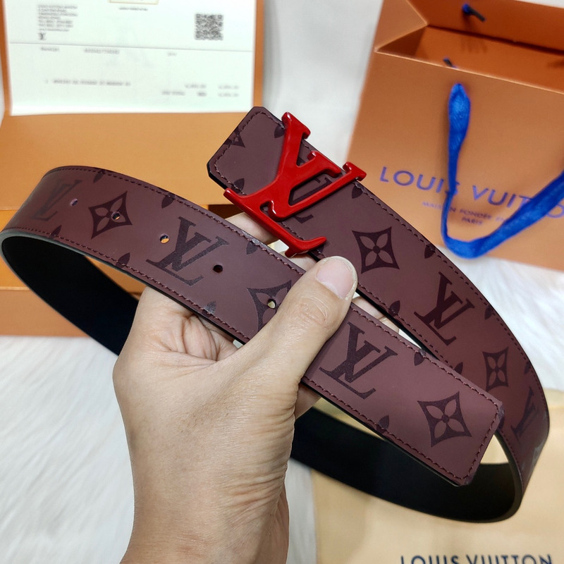 l**is V*t*n red lv lock leather belt brown