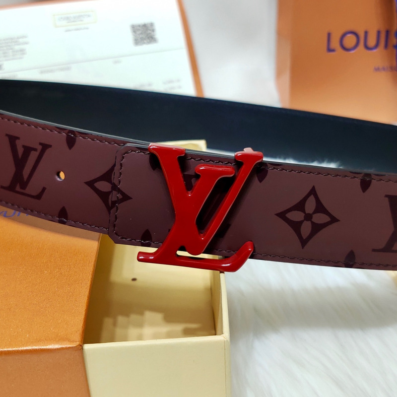 l**is V*t*n red lv lock leather belt brown