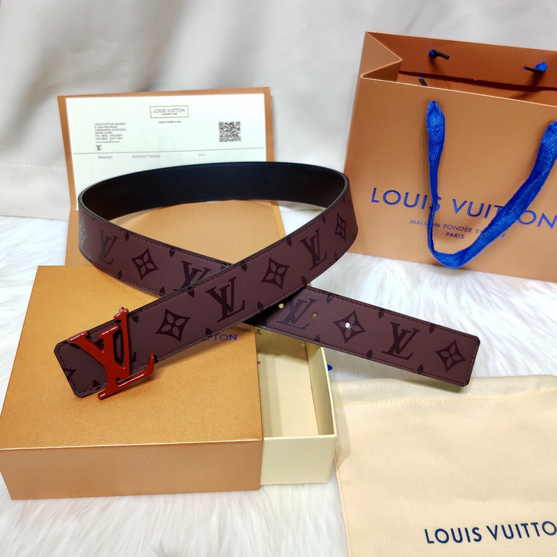 l**is V*t*n red lv lock leather belt brown