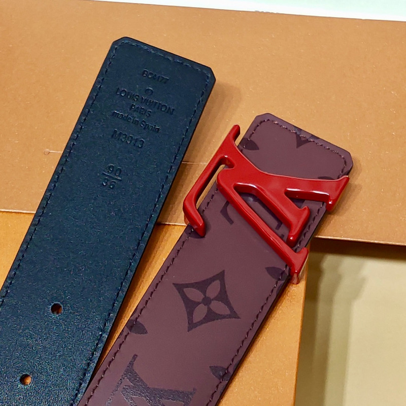 l**is V*t*n red lv lock leather belt brown