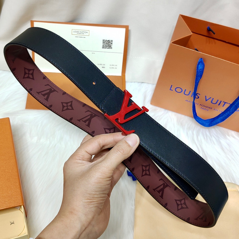 l**is V*t*n red lv lock leather belt brown