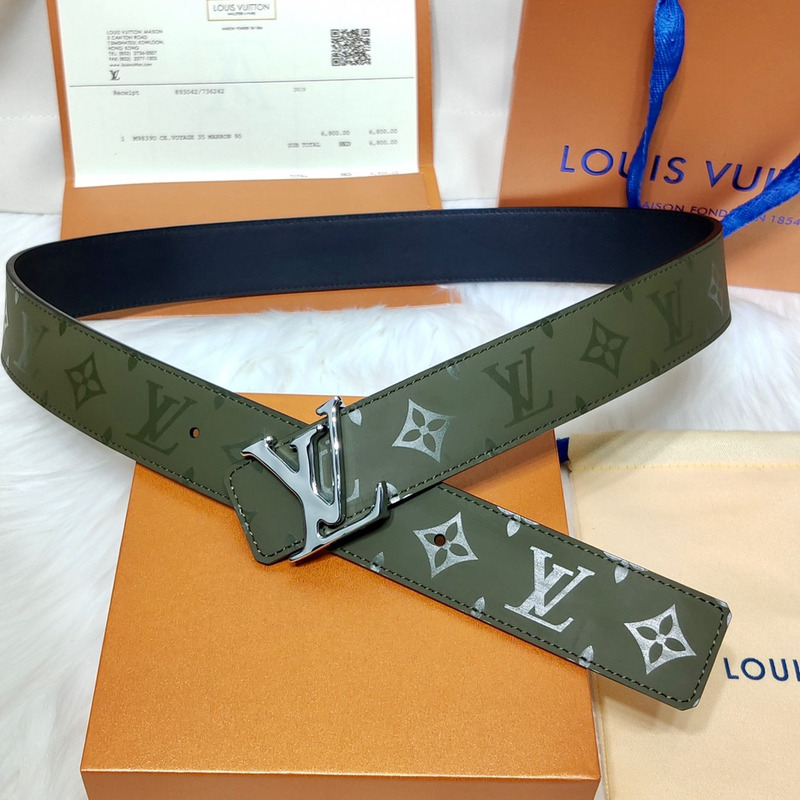 l**is V*t*n grey lv lock leather belt green