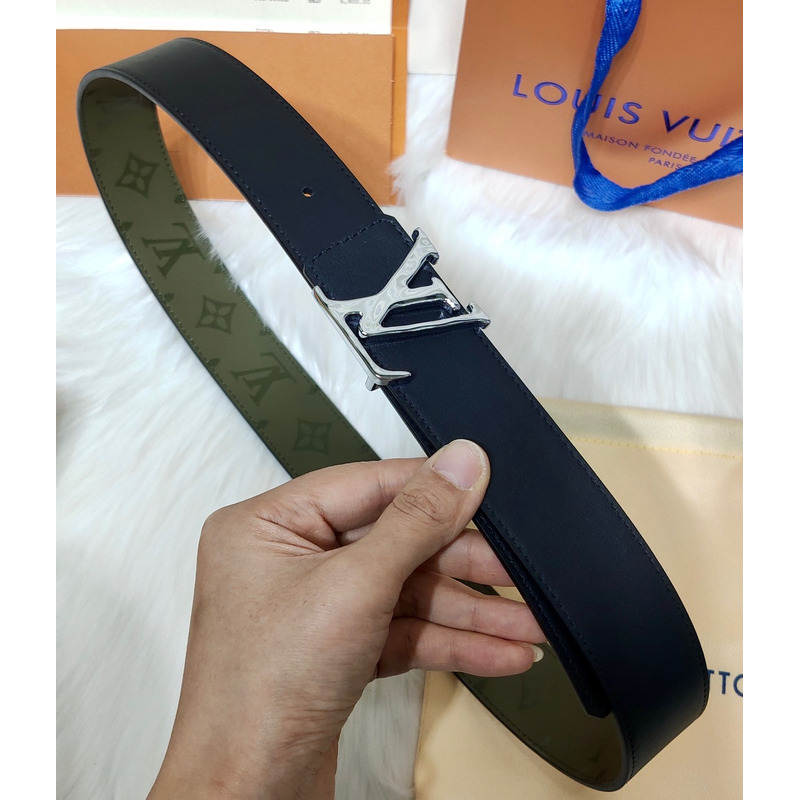 l**is V*t*n grey lv lock leather belt green