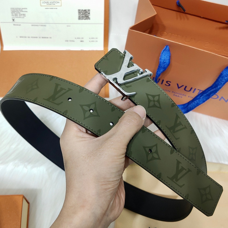 l**is V*t*n grey lv lock leather belt green